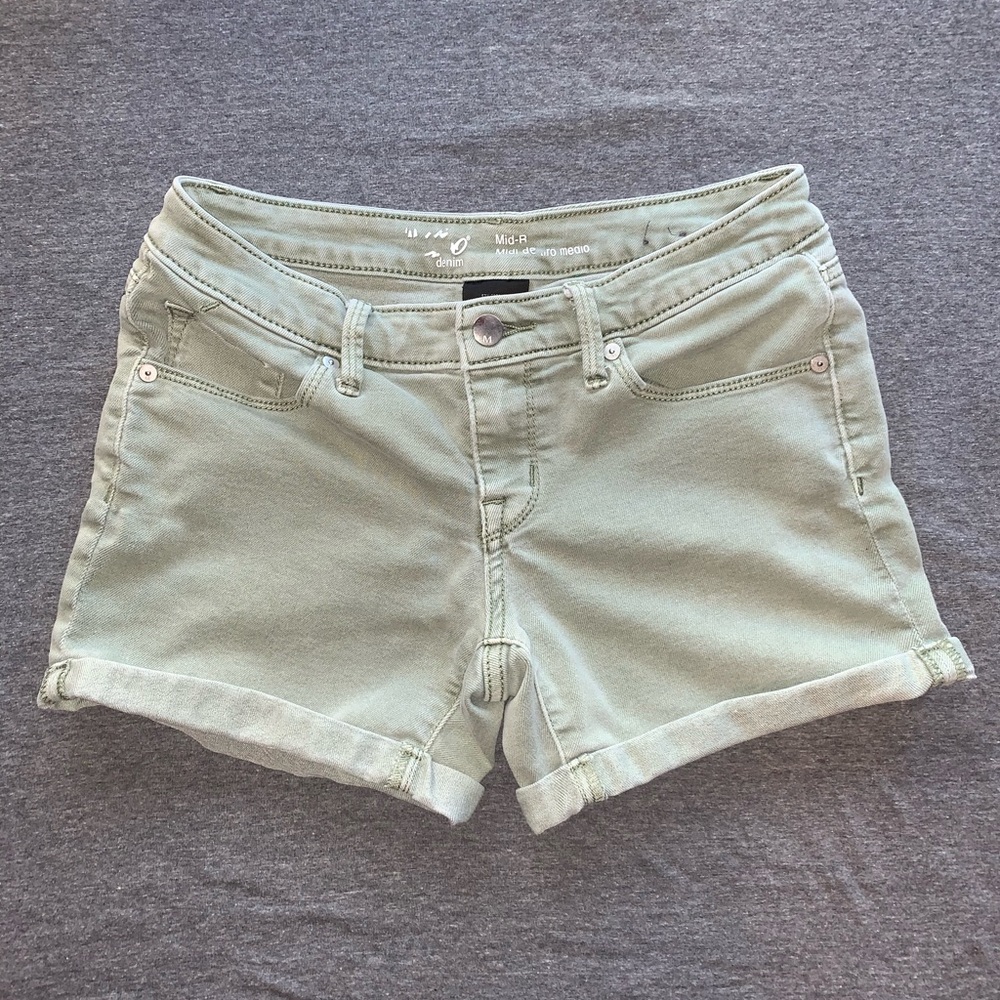 Green Denim Shorts